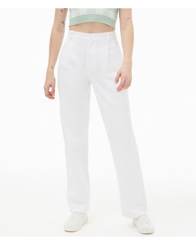 Aéropostale High-rise Relaxed Pleated Pants - White