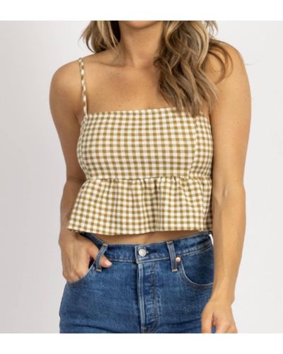 Endless Blu. Checked Tie Back Crop Top - Blue