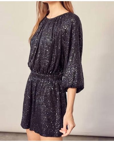 Mustard Seed Night To Remember Sequin Romper - Blue