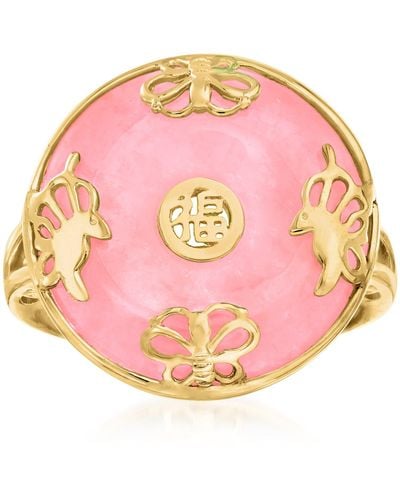 Ross-Simons Jade "good Fortune" Butterfly Ring - Pink
