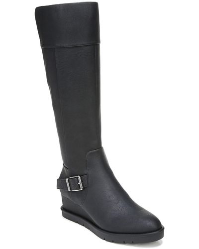 LifeStride Shana Faux Leather Wedge Knee-high Boots - Black