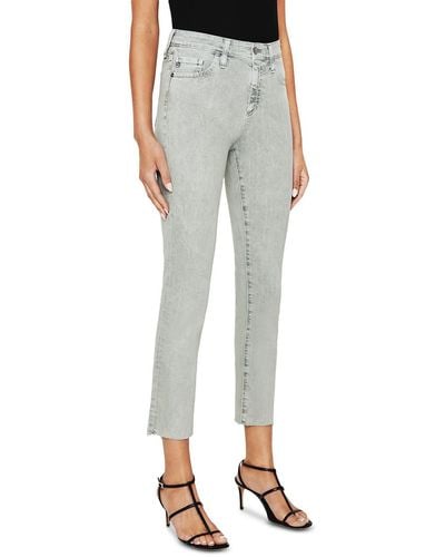 AG Jeans Denim Embroidered Cropped Jeans - Gray