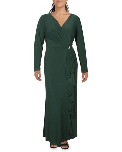 Lauren by Ralph Lauren Plus Knit Embellished Evening Dress - Green