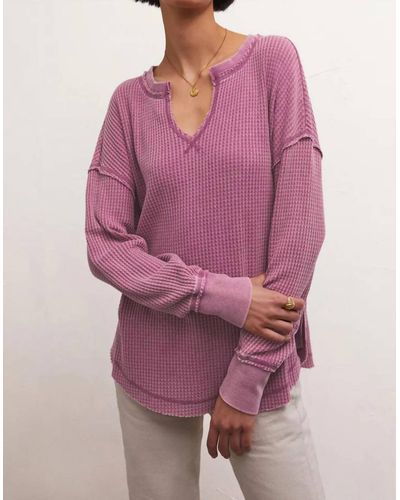 Z Supply Driftwood Thermal Long Sleeve Top - Purple