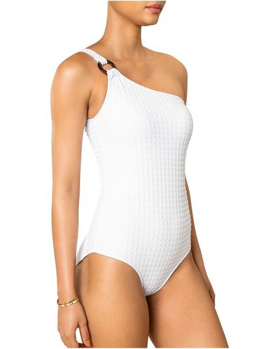 Shoshanna Jacquard One Shoulder One-piece Swimsuit - White
