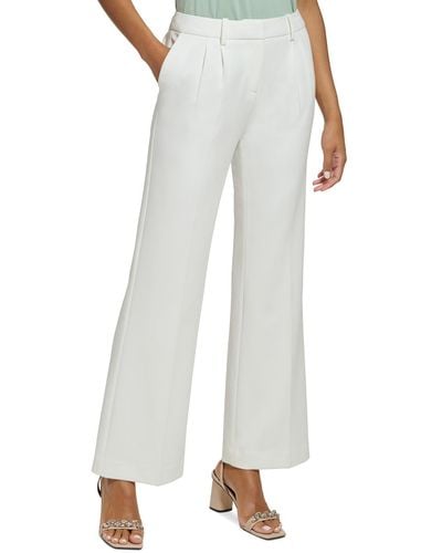 Calvin Klein Petites Pleated Crepe Dress Pants - White