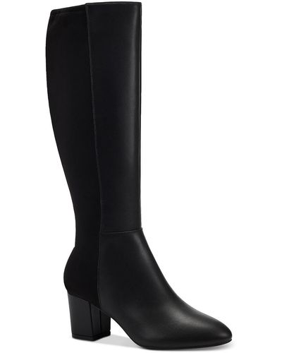 Charter Club Sacaria Faux Leather Block Heel Knee-high Boots - Black