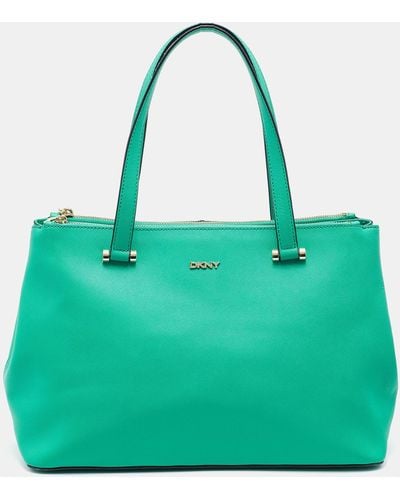 DKNY Saffiano Leather Double Zip Tote - Green
