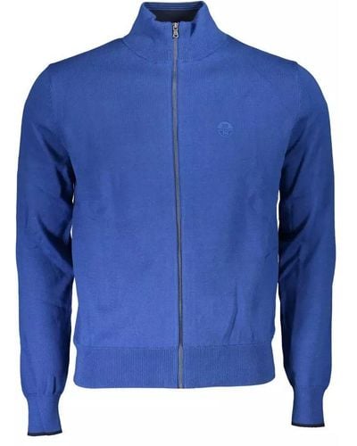 North Sails High Collar Cardigan With Embroide Logo - Blue