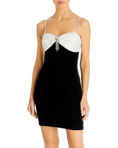 Aqua Velvet Strapless Mini Dress - Black