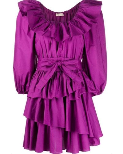 Ulla Johnson Giselle Ruffle Detail Dress - Purple