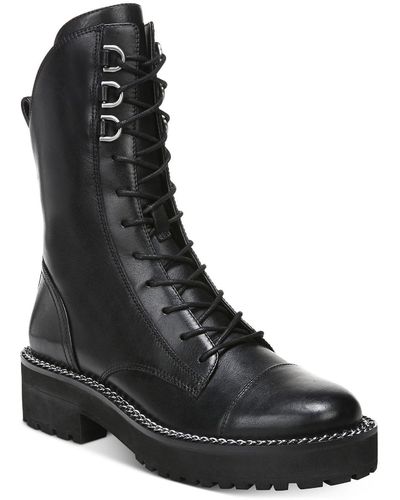 Sam Edelman Lenley Leather Embellished Combat & Lace-up Boots - Black