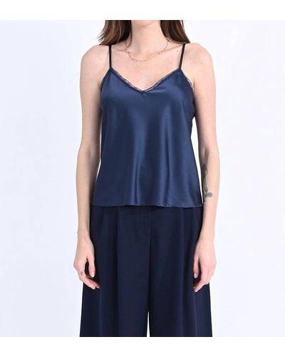 Molly Bracken Satin Camisole With Lace - Blue