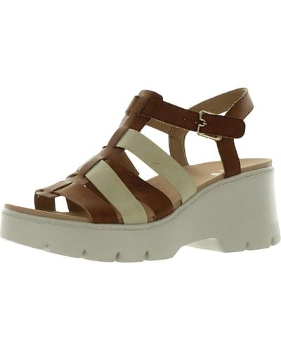 Dr. Scholls Check It Out Strappy Ankle Strap Wedge Sandals - Brown