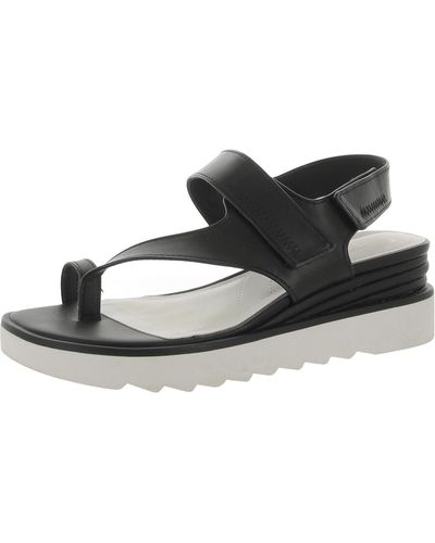 Franco Sarto Chasi Faux Leather Lifestyle Wedge Sandals - Black