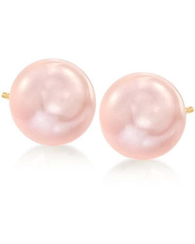 Ross-Simons 10-11mm Cultured Pearl Stud Earrings - Pink