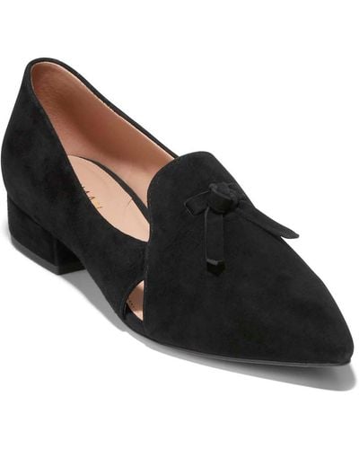 Cole Haan Viola Skimmer Faux Suede Pointed Toe Loafers - Black