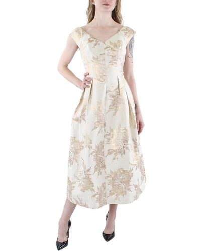 Kay Unger Floral Midi Cocktail And Party Dress - Natural