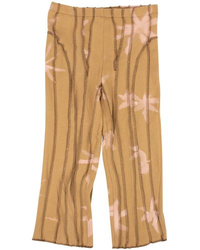 Helenamanzano Camel Peige Pink Capri Stripe Cropped Pants - Natural
