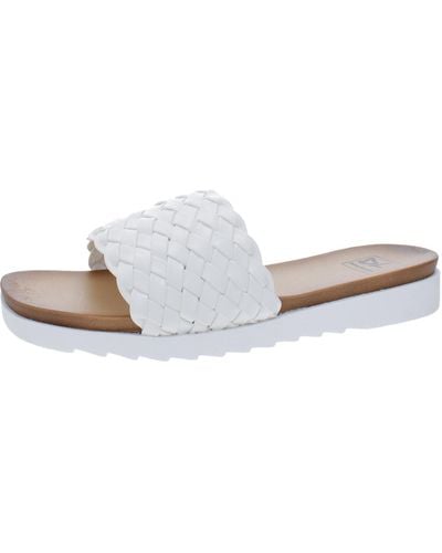 Dirty Laundry Enjoy It Faux Leather Slip On Slide Sandals - White