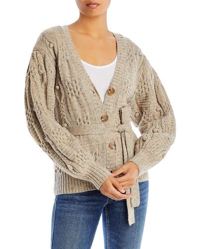 Sea Polly Wool Cable Knit Cardigan Sweater - Natural