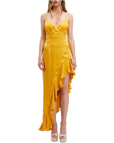 Bardot Ruffled Hi-low Evening Dress - Yellow
