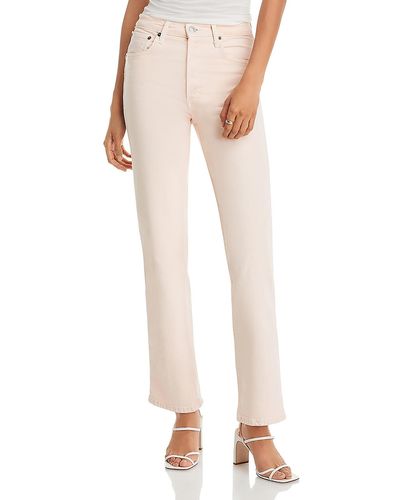 RE/DONE High Rise Solid Straight Leg Jeans - Natural