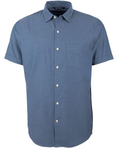 Cutter & Buck Windward Twill Short Sleeve Shirt - Blue