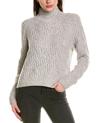 Vince Texture Cable Turtleneck Wool & Cashmere-blend Sweater - Gray