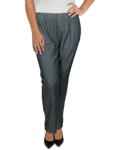 Eileen Fisher Plus Cotton Tapered Ankle Pants - Blue