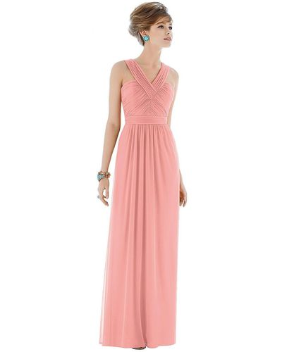 Alfred Sung Maxi Chiffon Sleeveless Halter Dress - Pink