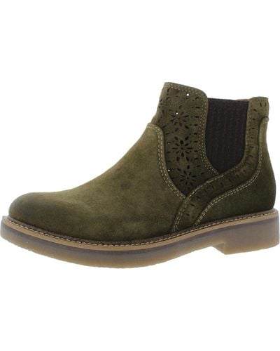 Comfortiva Raya Leather Pull On Ankle Boots - Green