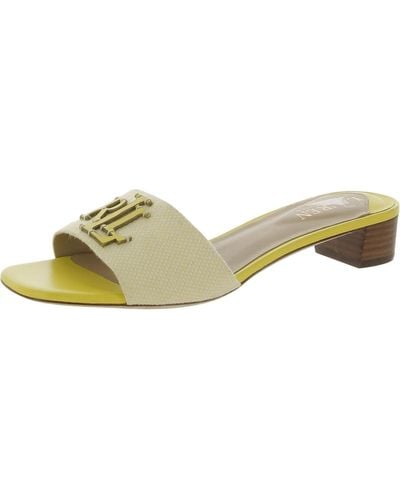 Lauren by Ralph Lauren Logo Leather Slide Sandals - Yellow