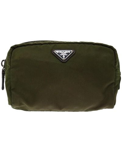Prada Saffiano Synthetic Clutch Bag (pre-owned) - Green
