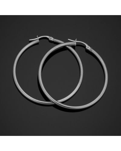 Fremada 10k White Polished Hoop Earrings (2x35 Mm) - Metallic