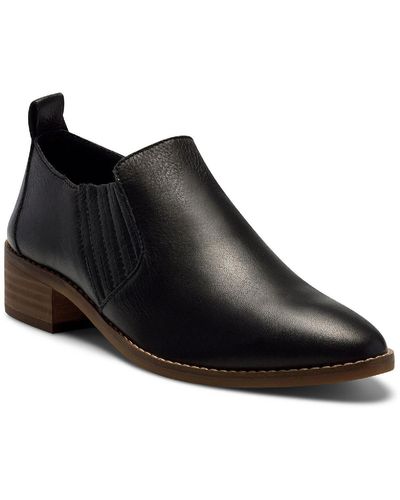 Lucky Brand Lenci Leather Slip On Block Heel Boot - Black