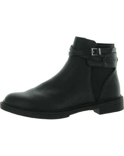 Kenneth Cole Wind Lug Buckle Leather Booties Ankle Boots - Black