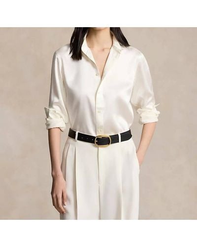 Ralph Lauren Polo Classic Fit Silk Shirt - Natural