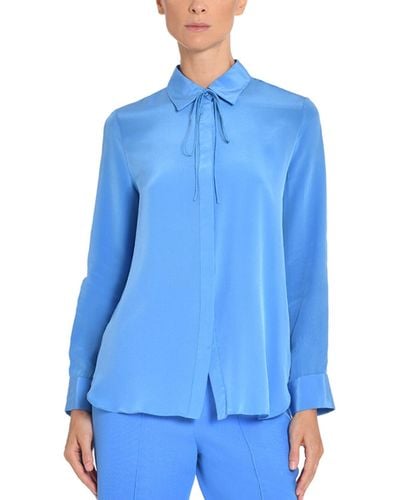 Adam Lippes Shirt With Thin Bow - Blue