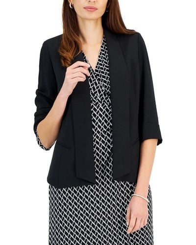 Kasper Shawl Collar Office Open-front Blazer - Black