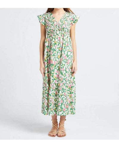 The Korner Floral Long Dress - Green