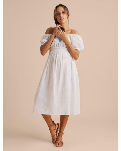 A Pea In The Pod Cinched Square Neck Maternity Dress - Natural