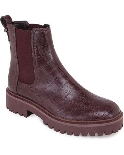 Kenneth Cole Salt Lug Patent Pull On Chelsea Boots - Purple