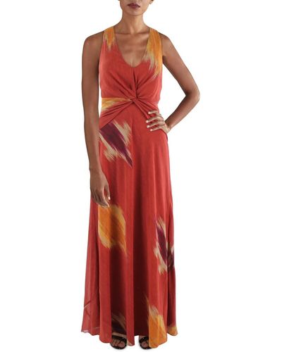 Lauren by Ralph Lauren Geo Print Long Maxi Dress - Red