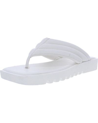 Steve Madden Boost Faux Leather Square Toe Flip-flops - White