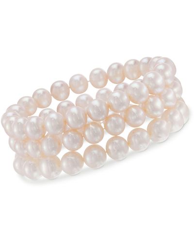 Ross-Simons Cultured Pearl Jewelry Set: 3 Stretch Bracelets - Natural