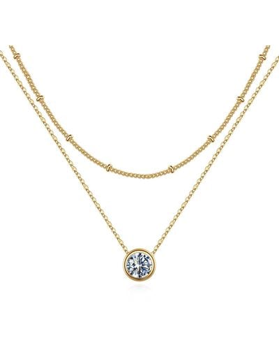 Liv Oliver 18k Gold Plated Cz Double Layer Necklace - Metallic