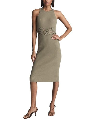 Reiss Isabella Lace Detail Knit Dress - Natural