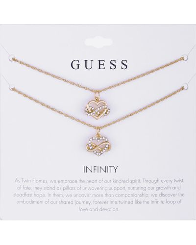 Guess Factory Gold-tone Infinity Necklace Set - White