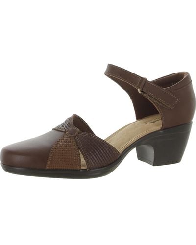Clarks Emily Rae Round Toe Leather Heels - Brown